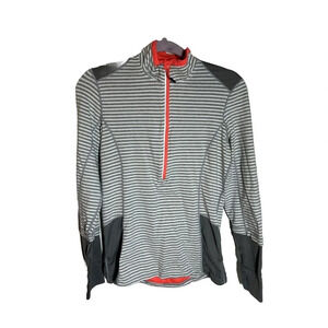 MPG Womens Size S Activewear 1/2 Zip Long Sleeve Shirt Thumb Holes Striped